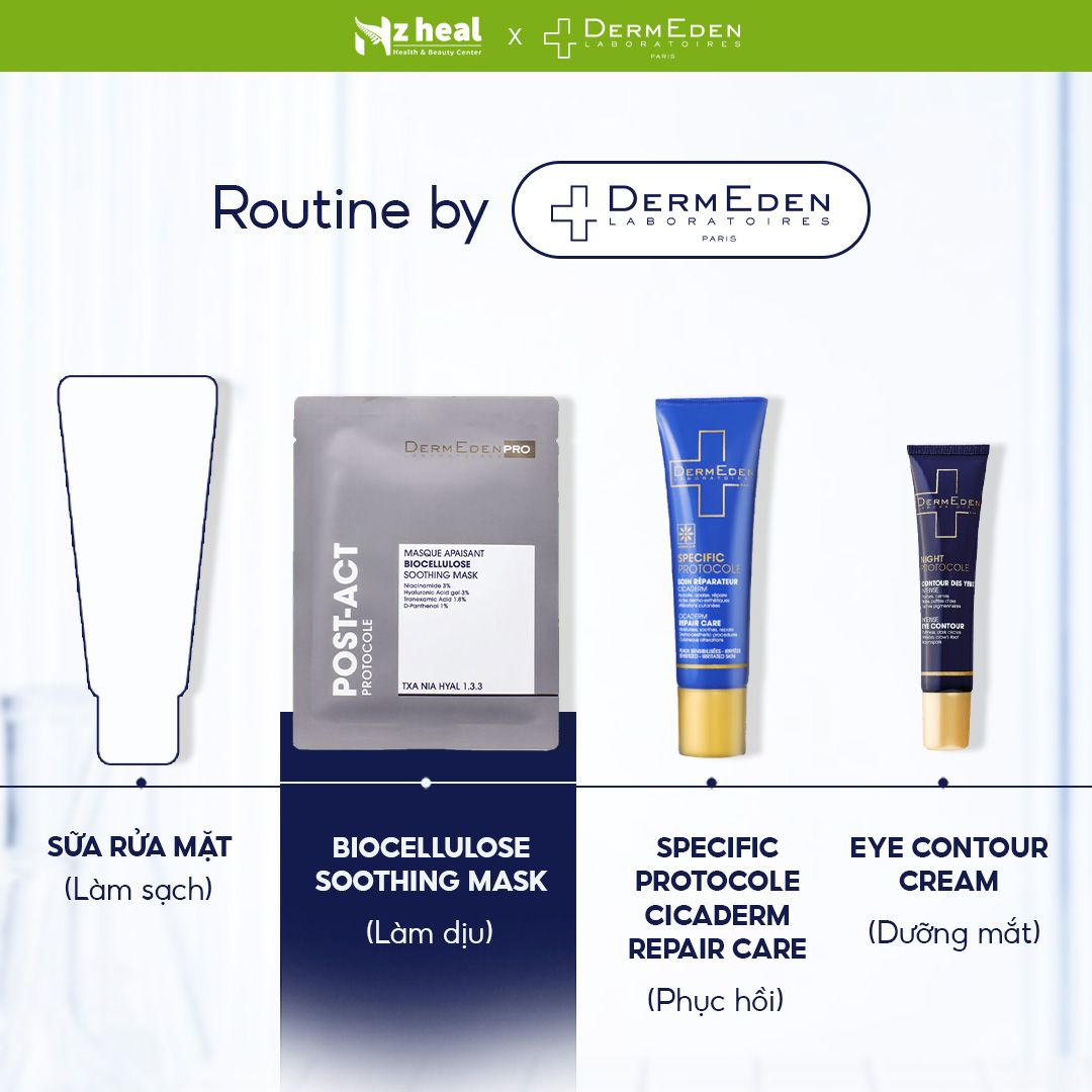 Mặt nạ phục hồi và cấp ẩm da DermEden Biocellulose Soothing Mask (5 x 25ml)