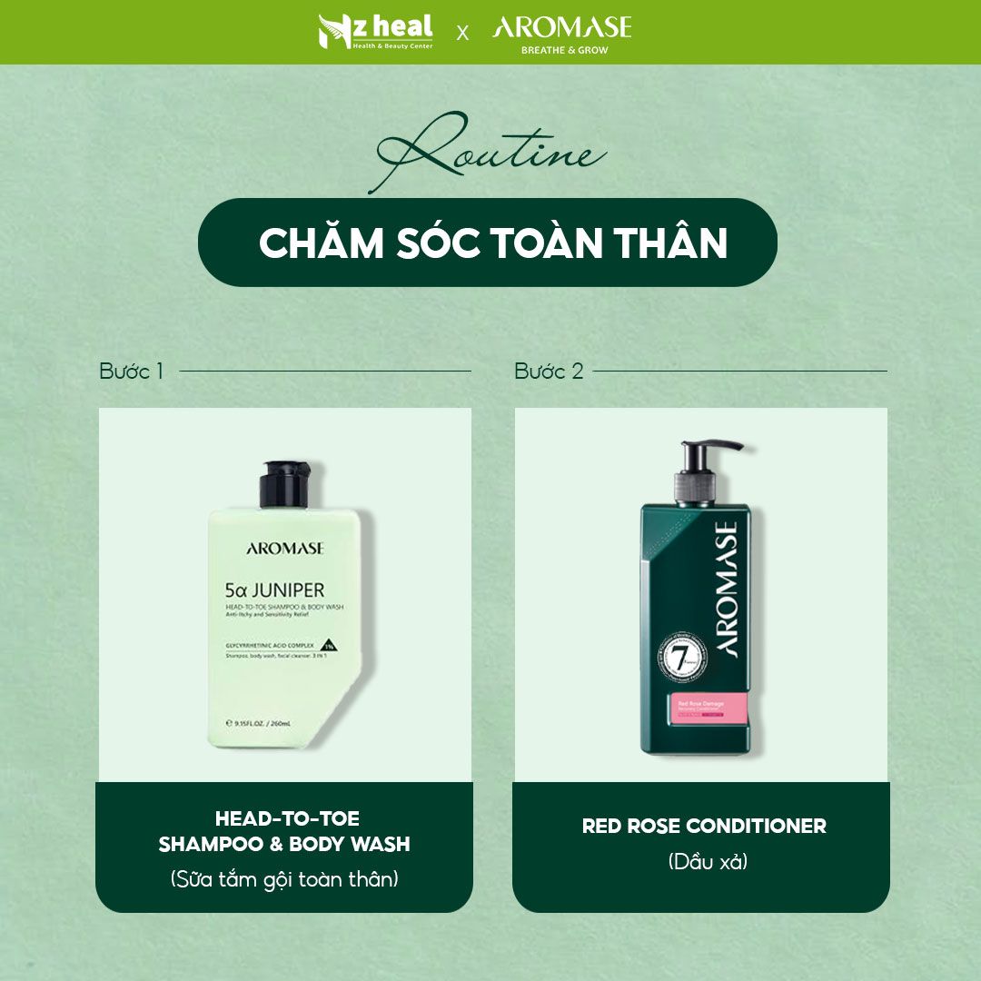 Sữa tắm gội làm sạch toàn thân 3in1 AROMASE Head-To-Toe Shampoo & Body Wash 260ml (Mặt, Cơ thể và Da đầu)