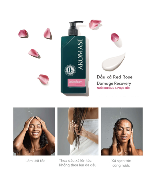 Dầu xả phục hồi tóc khô xơ AROMASE Red Rose Recovery Hair Conditioner 400ml 4