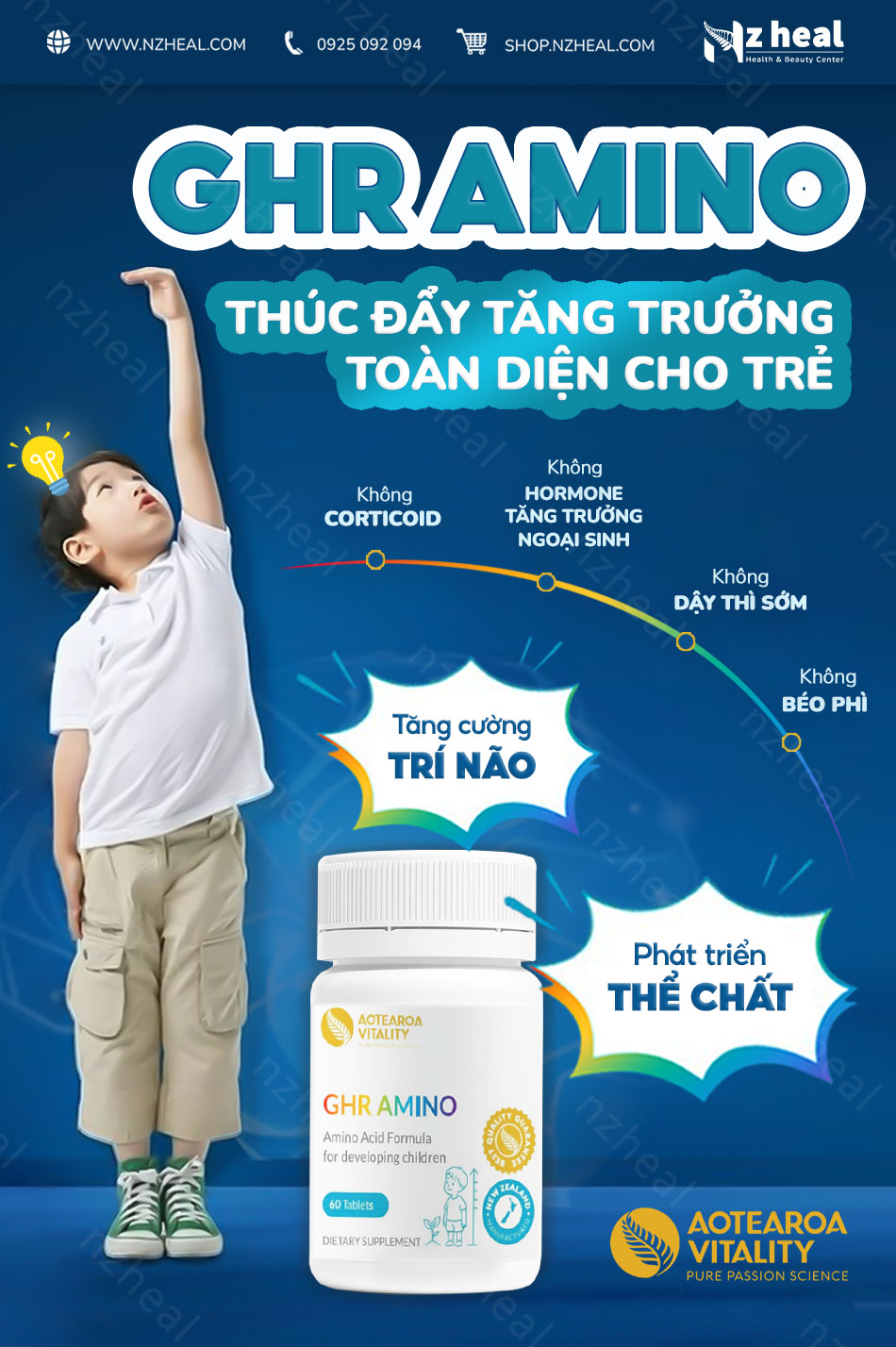 Aotearoa Vitality GHR Amino: Viên uống tăng trưởng toàn diện cho bé (60 viên) 5