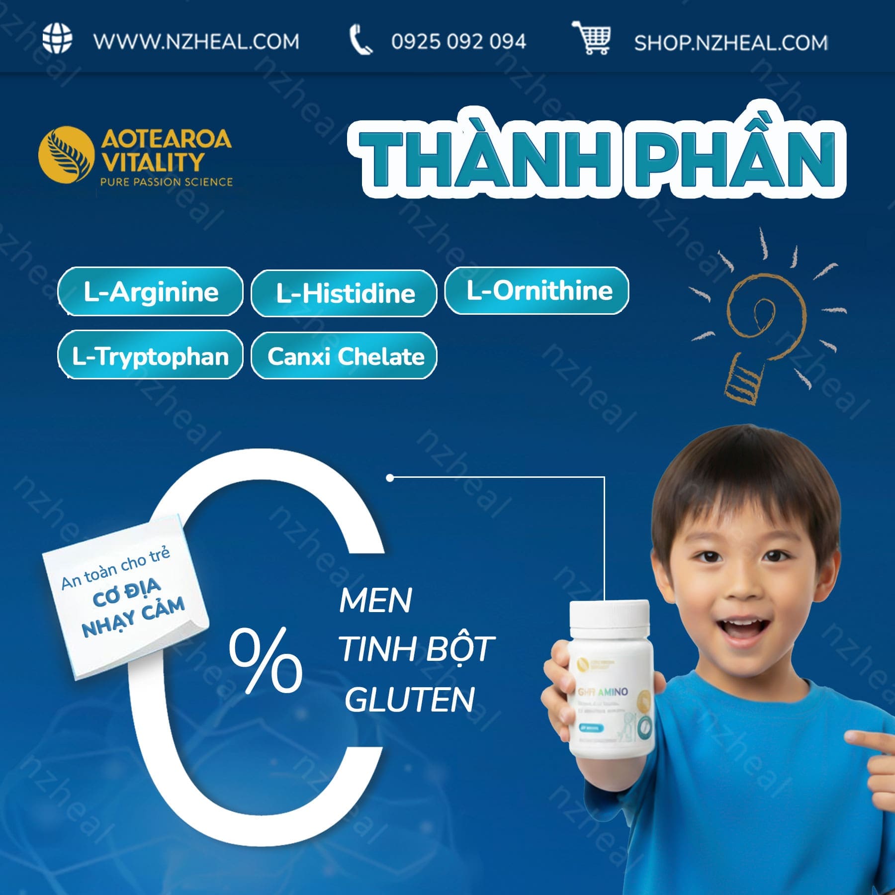 Aotearoa Vitality GHR Amino: Viên uống tăng trưởng toàn diện cho bé (60 viên) 3
