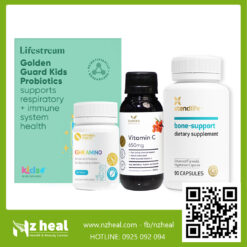 Bộ 4 tăng trưởng toàn diện cho bé: GHR Amino + Bone Support + Golden Probiotic + Vitamin C 3