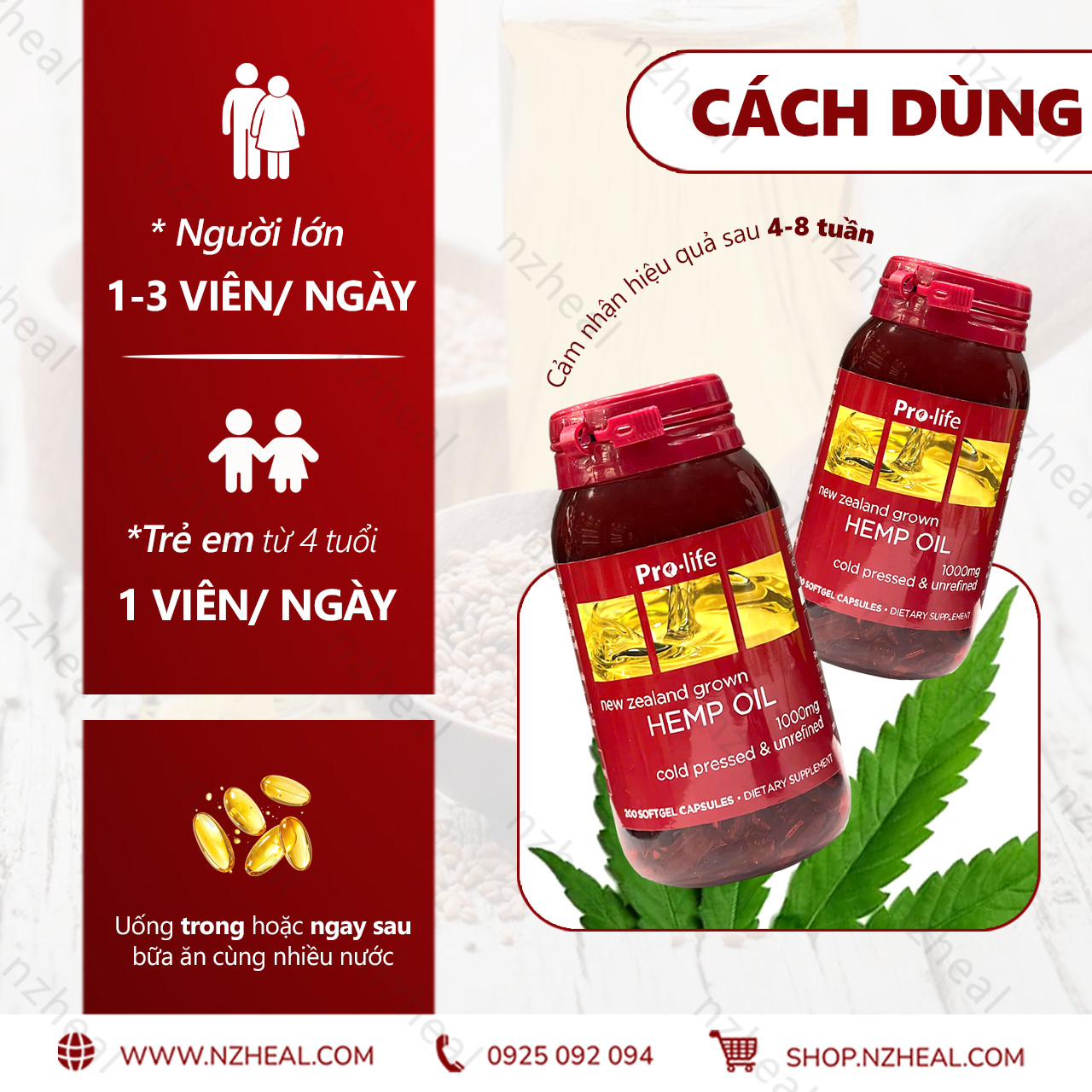 Viên tinh dầu hạt gai dầu bổ sung Omega Pro-Life Hemp Oil (200 viên) 4