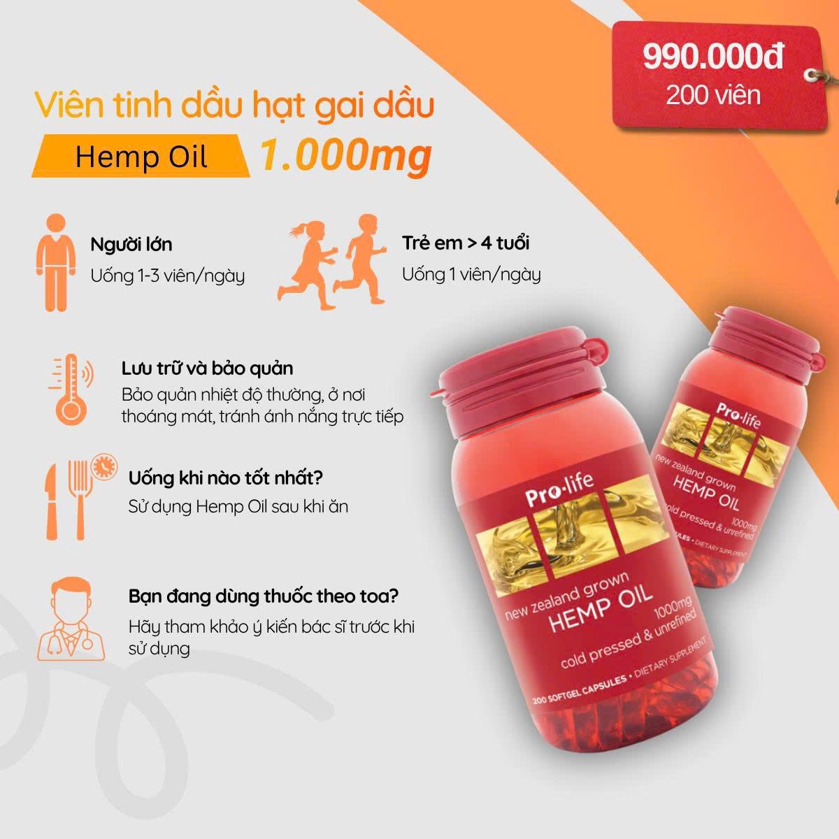 Viên tinh dầu hạt gai dầu bổ sung Omega Pro-Life Hemp Oil (200 viên) 3