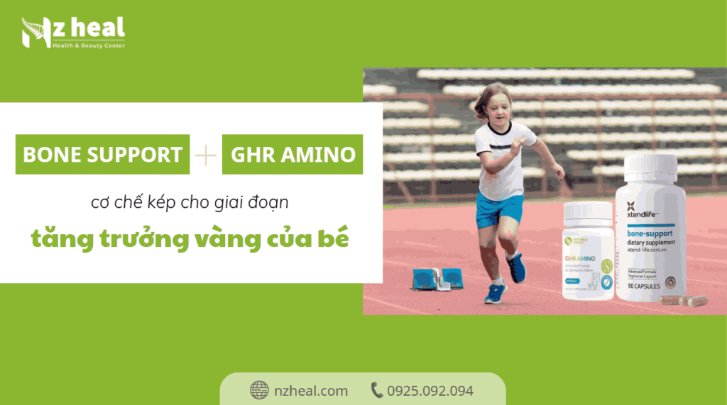 Bone Support + GHR Amino: Cơ chế kép cho giai đoạn tăng trưởng vàng của bé