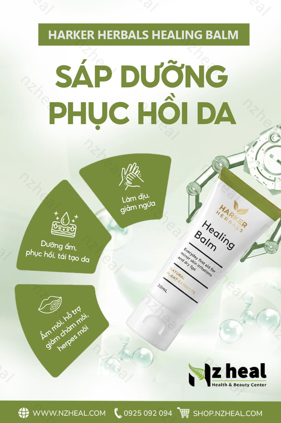 Sáp dưỡng phục hồi da Harker Herbals Healing Balm 30ml 3