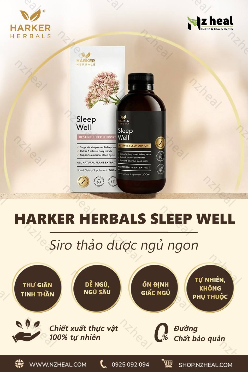 Siro thảo dược ngủ ngon Harker Herbals Sleep Well 200ml 1
