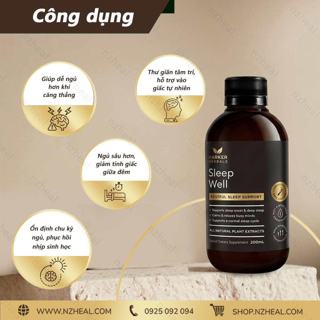 Siro thảo dược ngủ ngon Harker Herbals Sleep Well 200ml 2