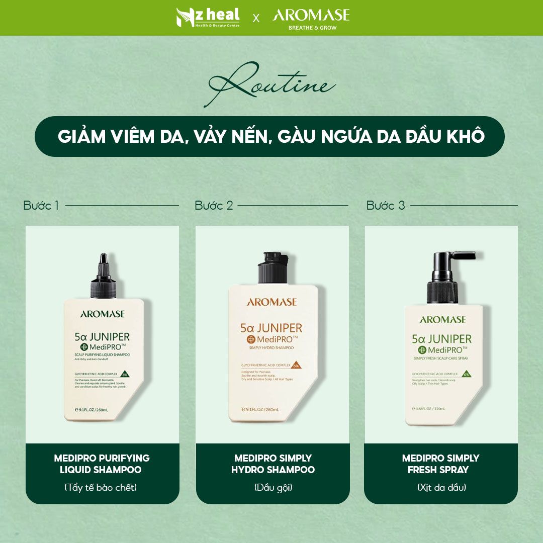 Dầu gội trị viêm ngứa chuyên sâu Aromase MediPRO Simply Hydro Shampoo 80ml (da đầu khô)