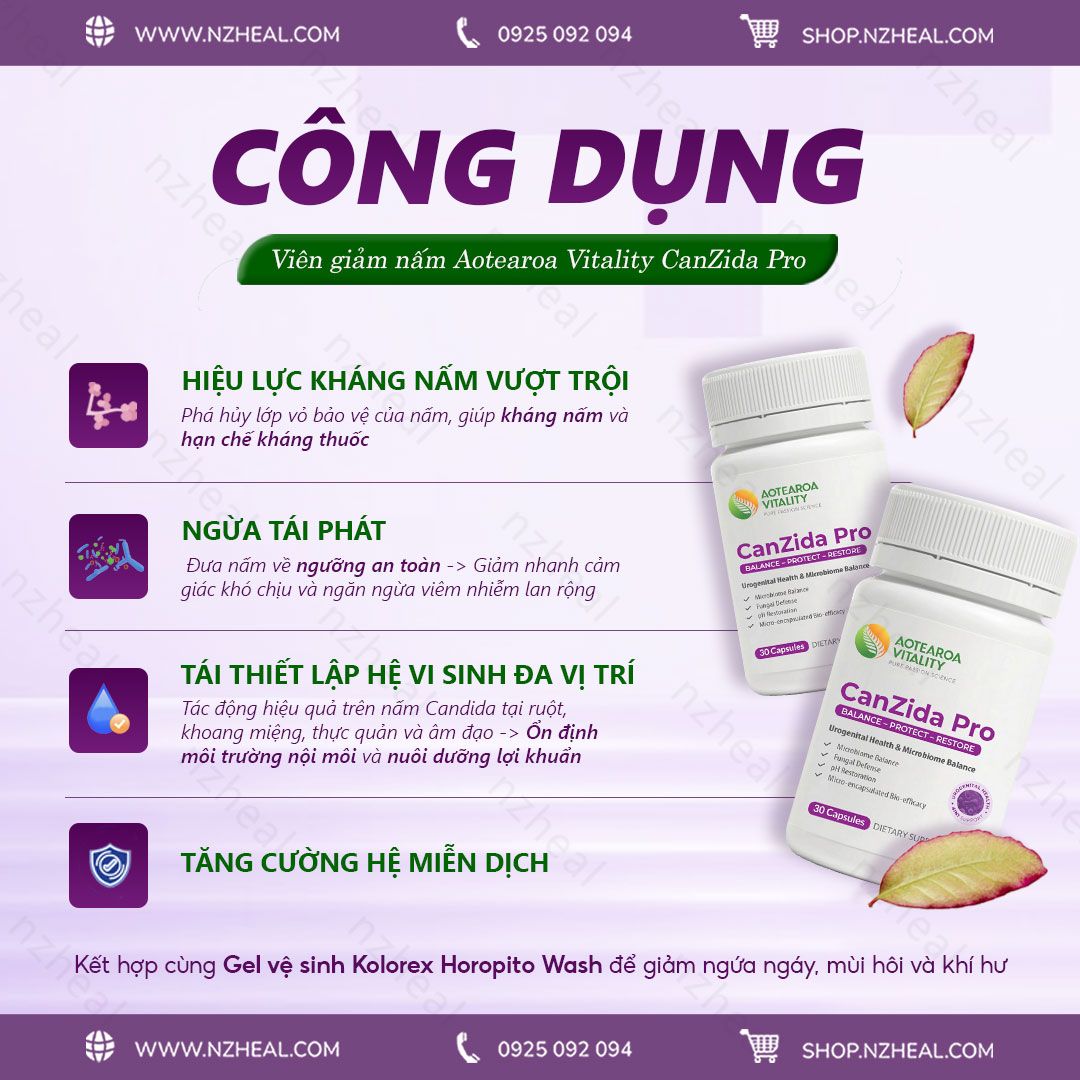 Men vi sinh giảm nấm Candida Aotearoa Vitality CanZida Pro 30 viên 1