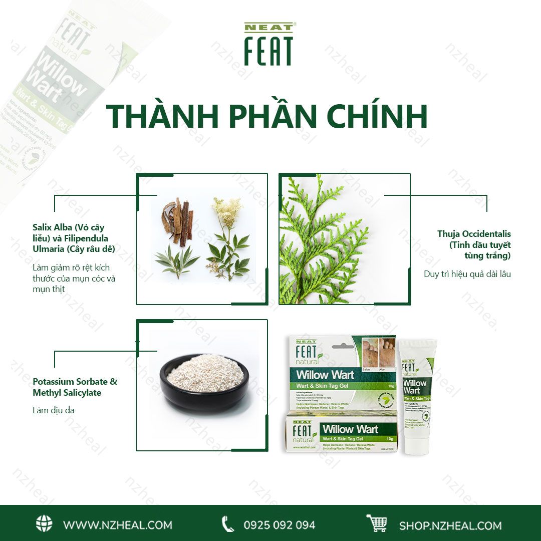 Gel chấm mụn cóc và mụn thịt Neat Feat Natural Willow Wart (10g)