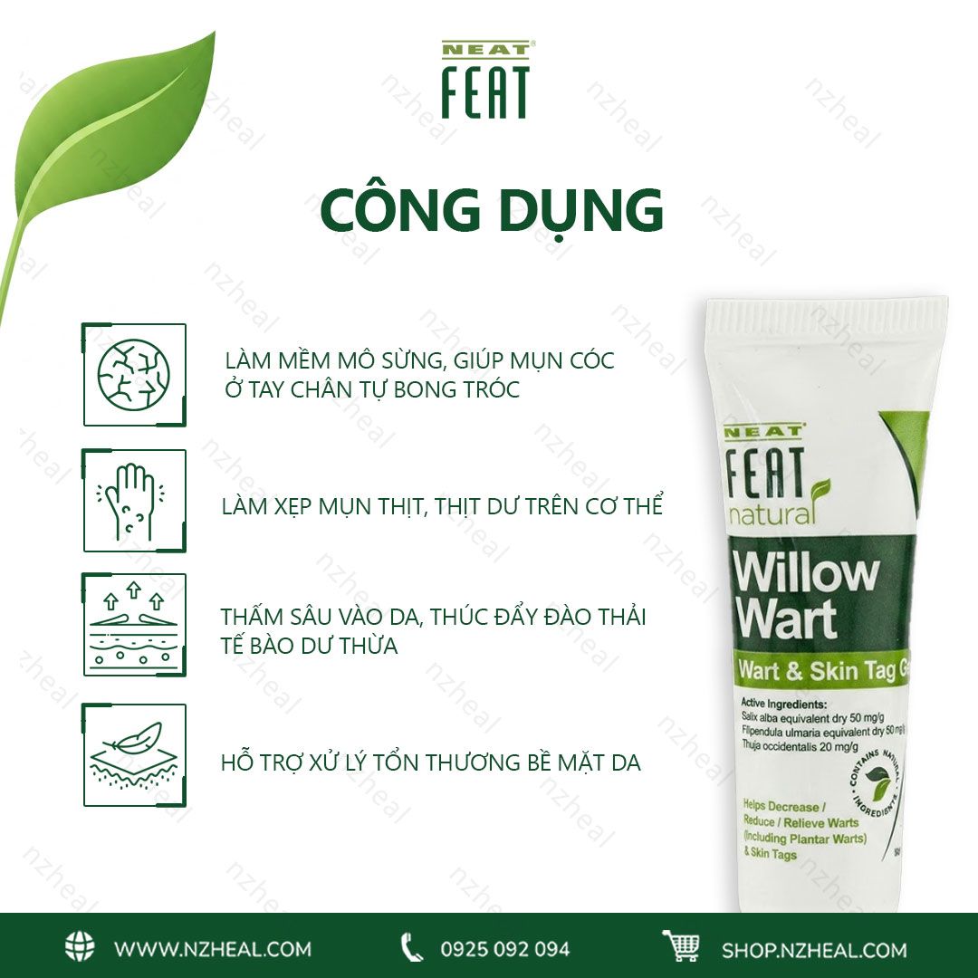 Gel chấm mụn cóc và mụn thịt Neat Feat Natural Willow Wart (10g) 7