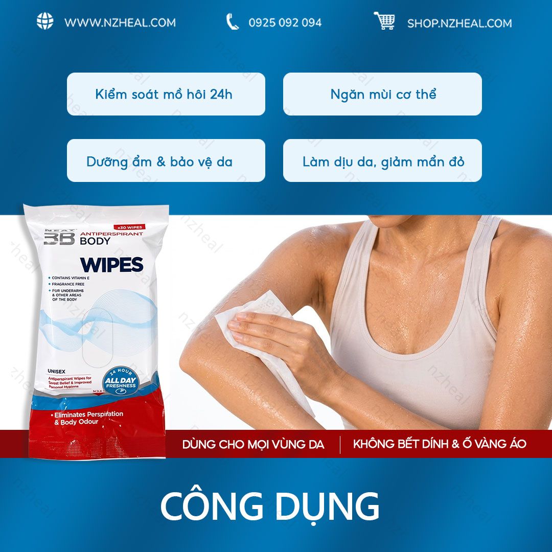 Khăn lau kiểm soát mùi và mồ hôi toàn thân Neat Feat Neat 3B Antiperspirant Body Wipes (30 khăn) 7