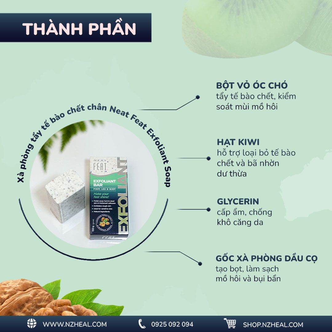Xà phòng tẩy tế bào chết chân Neat Feat Exfoliant Soap 150g 3